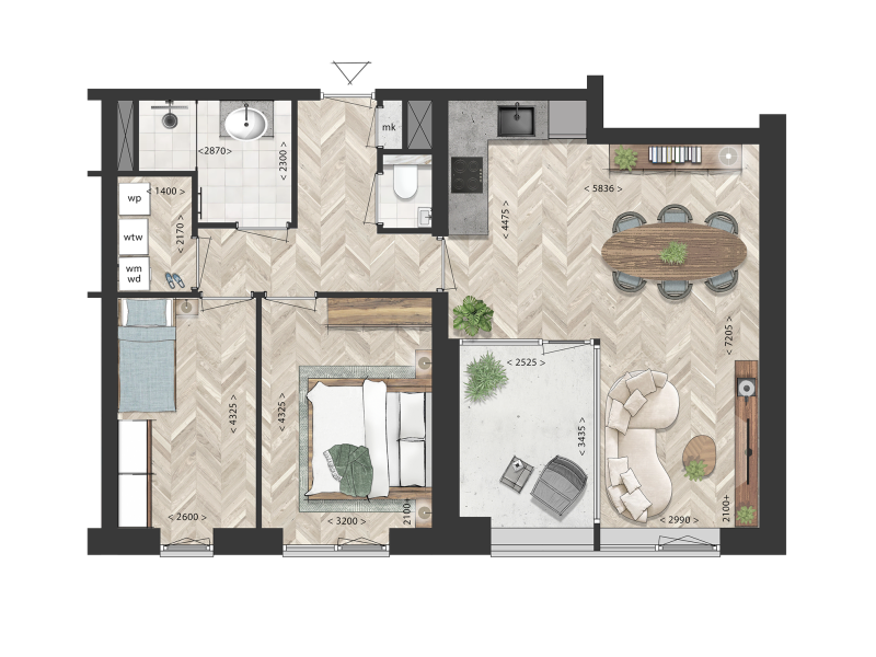 Plattegrond appartement 1 en 9